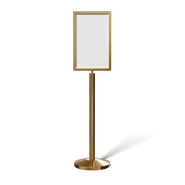 Montour Line Sign Frame Floor Standing 14 x 22 in. V Satin Brass Steel FS200-1422-V-SB - main